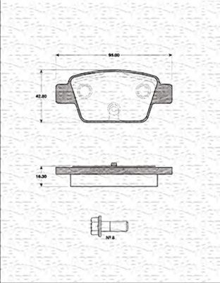 MAGNETI MARELLI 363702161163 -  Комплект тормозных колодок, дисковый тормоз